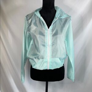 Women’s Sheer Windbreaker Jacket Lightweight Zip Hoodie Small